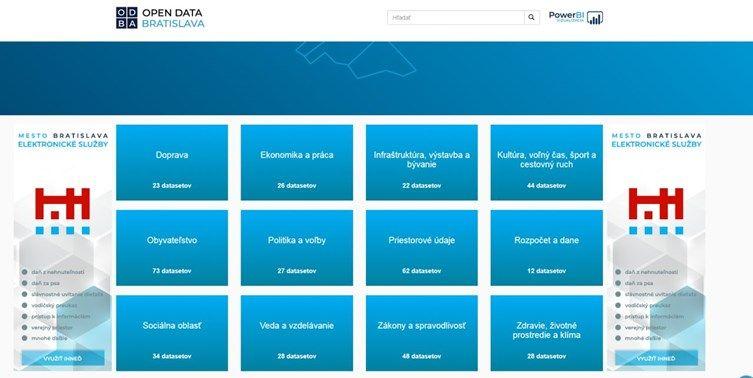 Snímka obrazovky zo stránky Open data Bratislava